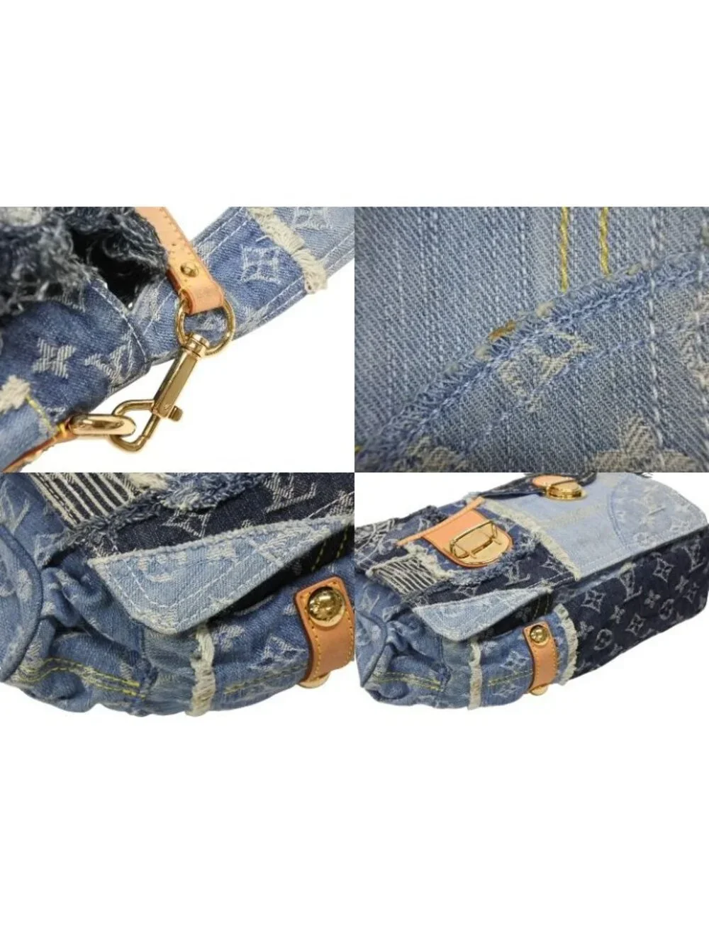Louis Vuitton Patchwork Posty Messenger Bag Monogram Denim Blue